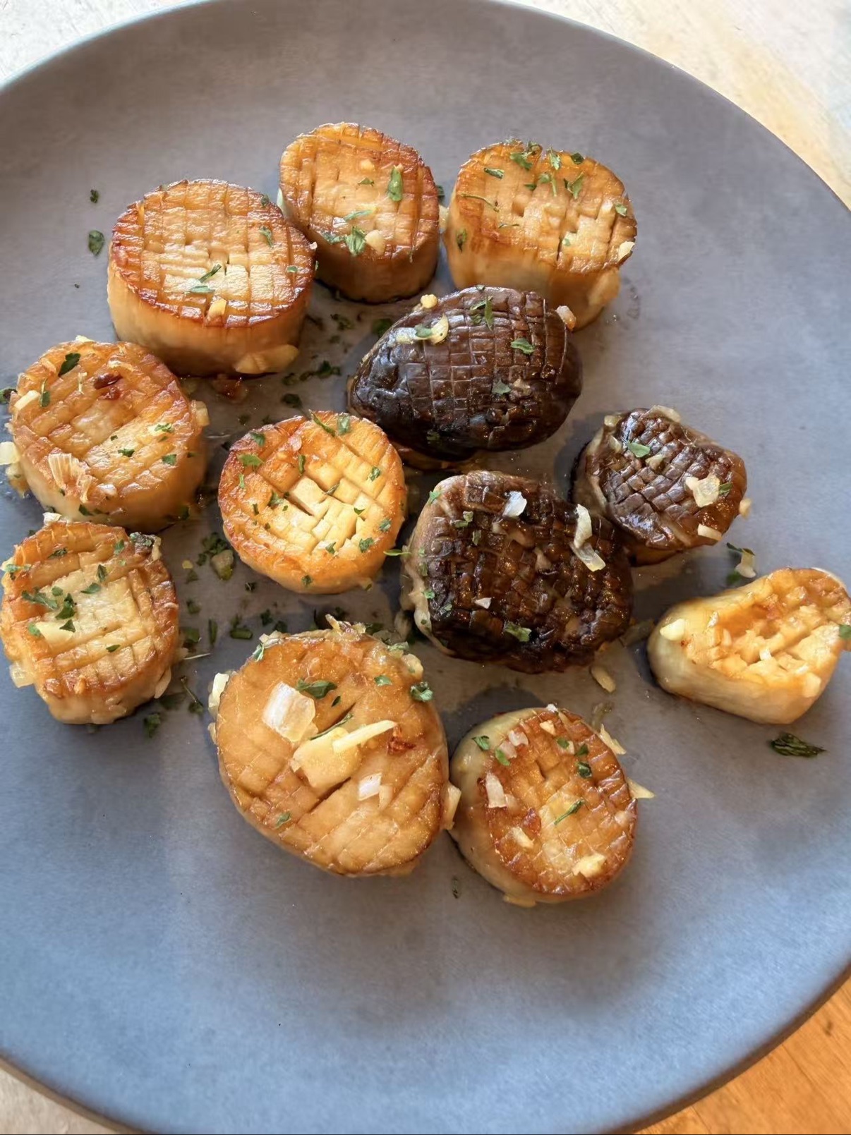 Seared king oyster mushrooms
